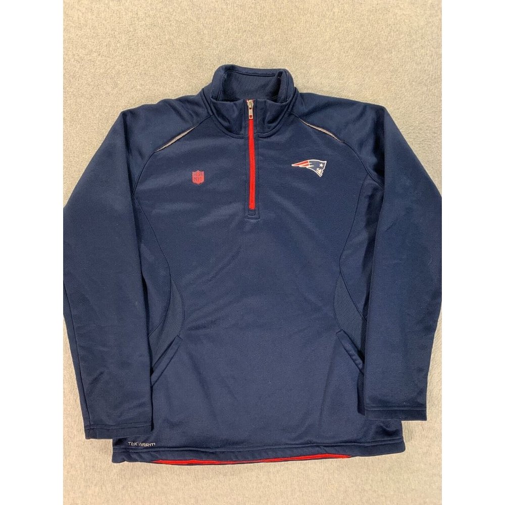 New England Patriots 1/4 Zip‎ Fleece Lined Pullover (Youth Large 14/16) Blue